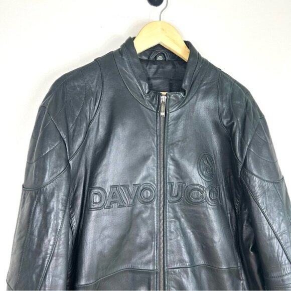 VINTAGE Davoucci Bomber Biker Genuine Leather Jacket XL - Picture 4 of 10